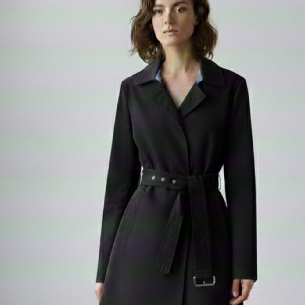 GAP Black Trench Coat with Belt & Blue Lining – Size M – NWOT - Picture 4 of 4